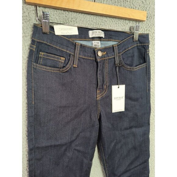 Judy Blue Jeans 7 28 Mid Rise Rayon Skinny Fit Dark Wash Skinnies Denim NEW $80 - Picture 2 of 11